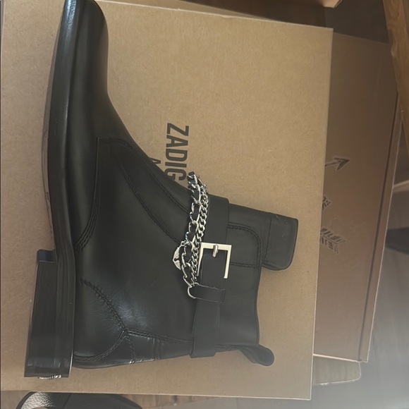 Zadig & Voltaire Black Leather Ankle Boots - Picture 1 of 6
